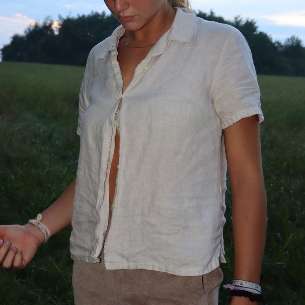 Irish Linen Cropped Bottom-up Top